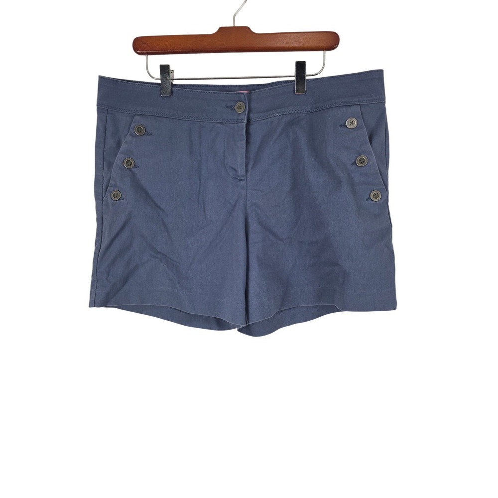 Issac Mizrahi‎ Chino Shorts 14 Womens Plus Size Blue Button Pockets Mid Rise